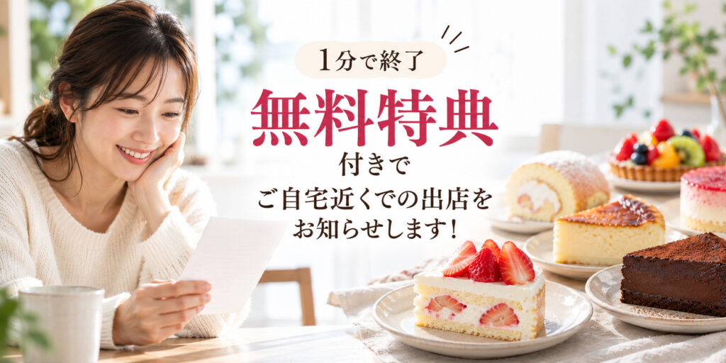 1分で終了 無料特典付きでご自宅近くでの出店をお知らせします